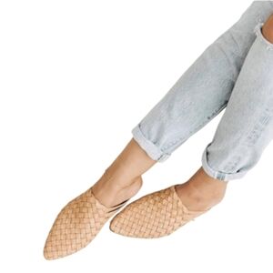 Liberte 8 Prague Woven Mule Tan Woven Leather Basketweave Design Luxe Slip On